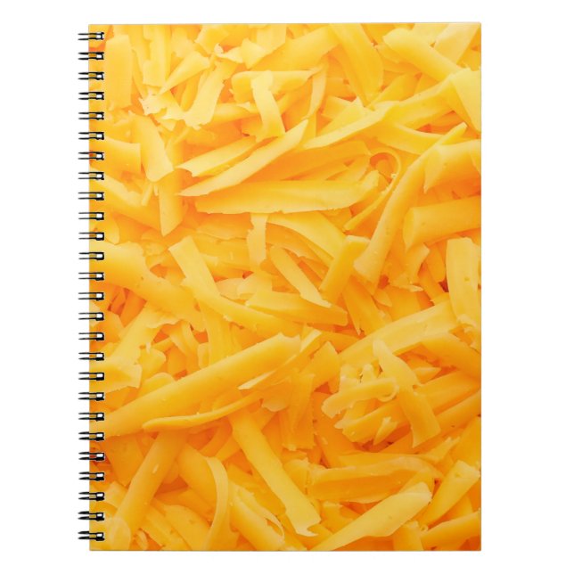 Caderno Espiral queijo cheddar ralado vista superior (Frente)