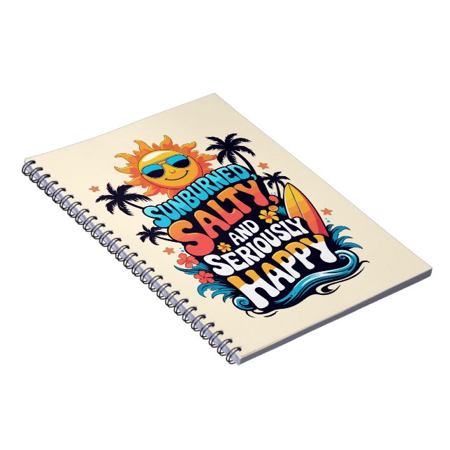 Caderno Espiral Queimado pelo Sol, Salgado e Feliz – Vibrações Ret (Lado Direito)