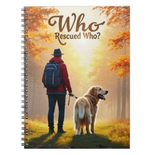 Caderno Espiral Quem Resgatou Quem - Homem faz trilha com golden r