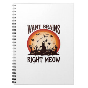 Caderno Espiral Quer Cérebros Agora Mesmo Halloween Gato Preto Lar