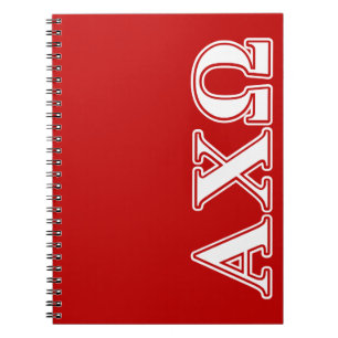 Caderno Espiral Qui letras brancas e vermelhas de Omega de Alphi