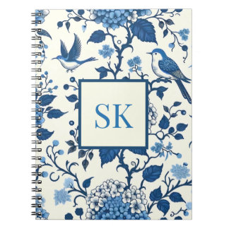 Caderno Espiral Quic Monograma Personalizado Chinoiserie, Hydrange