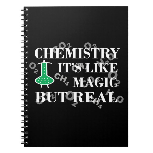 Caderno Espiral química é como mágica, mas real (Frente)