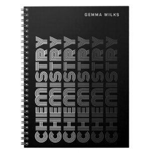Caderno Espiral Química Moderna e Elegante Assunto Editável Preto
