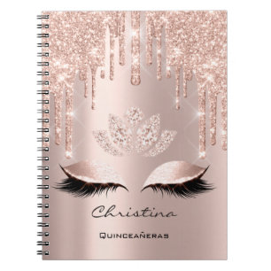 Caderno Espiral Quinceañeras 16th Lashes Rosa Spark Lotus