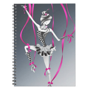 Caderno Espiral Quirky Ballerina Puppet - Fitas rosa