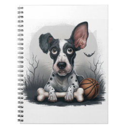 Caderno Espiral Quirky Halloween Pup: Cachorro com Basquete