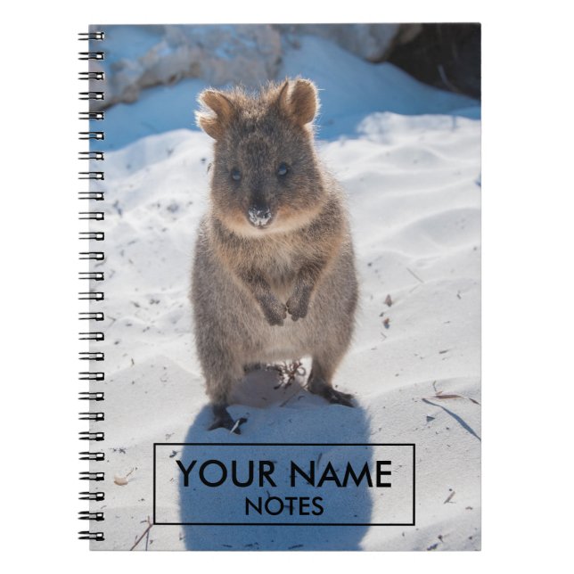 Caderno Espiral Quokka Personalizada Na Praia (Frente)