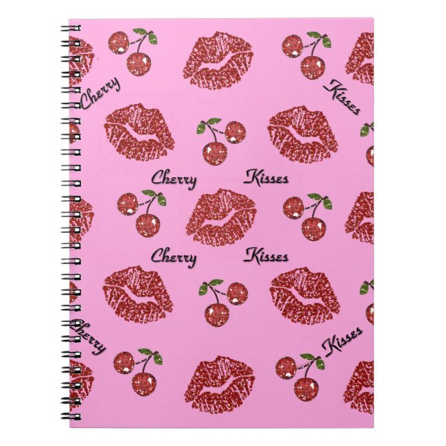 Caderno Espiral RAB Rockabilly Cherry Kisses a rosa (Frente)