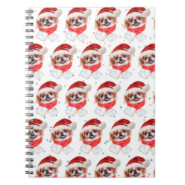 Caderno Espiral Raça de Cachorro Chin Japonês Estrelas de Natal