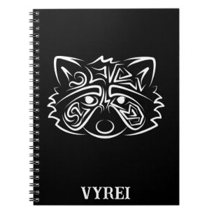 Caderno Espiral Racconon Tribal Negro e Branco