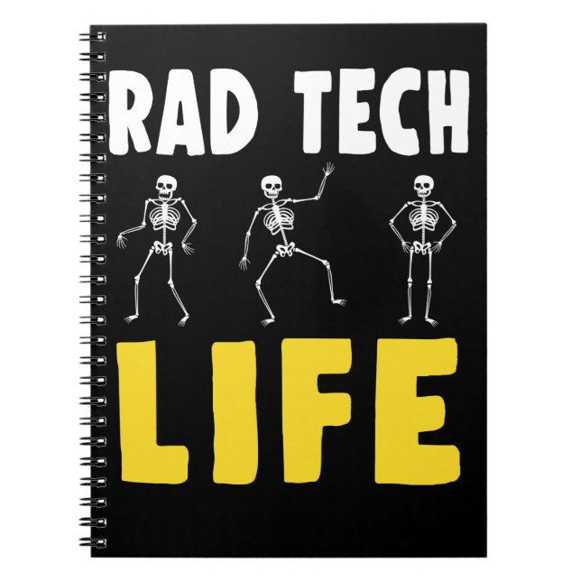 Caderno Espiral Rad Tech Humor Skeletons Xray Radiologia (Frente)