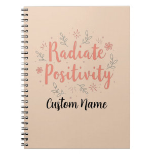 Caderno Espiral Radiação Positividade Floral Personalização de Rad
