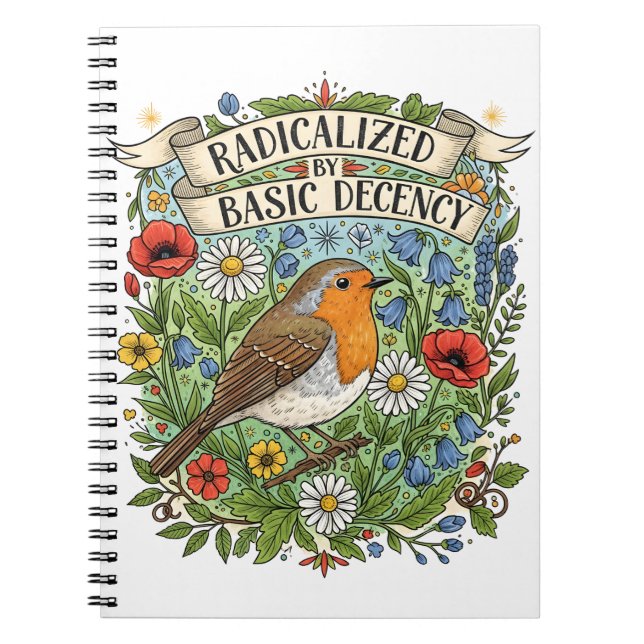 Caderno Espiral Radicalized by Basic Decency Aesthetic Art Bird (Frente)