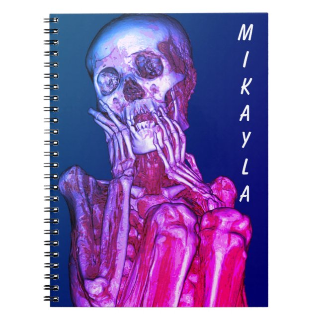 Caderno Espiral Radiografia de esqueleto cor-de-rosa personalizada (Frente)