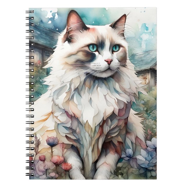 Caderno Espiral Ragdoll Cat no jardim inglês (Frente)