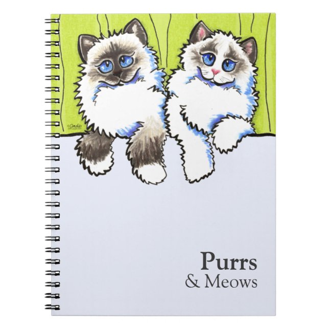 Caderno Espiral Ragdoll Cats Off-Leash Art™ Personalizado (Frente)