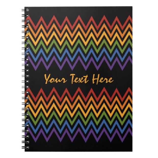 Caderno Espiral Rainbow Chevron Pattern custom notebook (Frente)