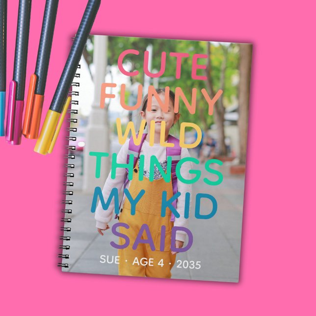 Caderno Espiral Rainbow Cute Engraçado Coisas Que Meu Filho Disse  (Rainbow Cute Funny Wild Things My Kid Said Photo Notebook
)