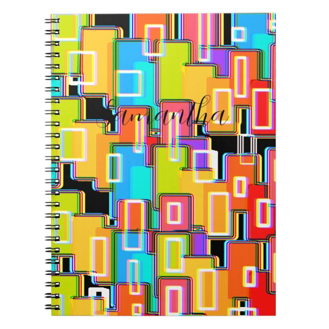 Caderno Espiral Rainbow Deco Home Living Abstrato (Frente)