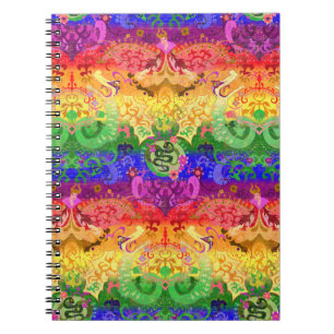 Caderno Espiral Rainbow Dragon Damask - Orgulho gay Flag Colors