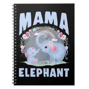 Caderno Espiral Rainbow Flowers Elephant Mama Baby Dia de as mães