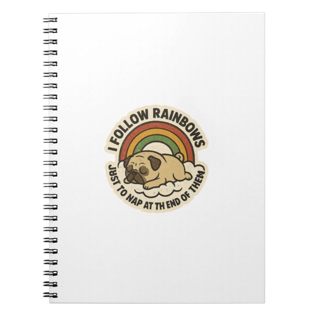 Caderno Espiral Rainbow Follower Pug St.Patrick's Day (Frente)