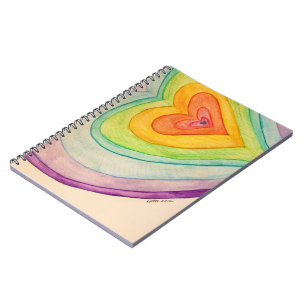 Caderno Espiral Rainbow Hearts Love Art Notebook Diário