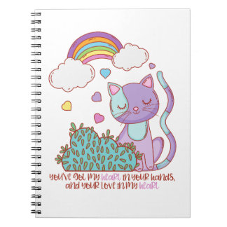 Caderno Espiral Rainbow Kitten Notebook + Quote
