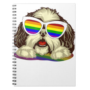 Caderno Espiral Rainbow LGBT Flag Orgulho gay Shih Tzu Dog Copy