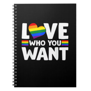 Caderno Espiral Rainbow LGBTQ Ama Quem Você Quer Orgulho gay LGBT
