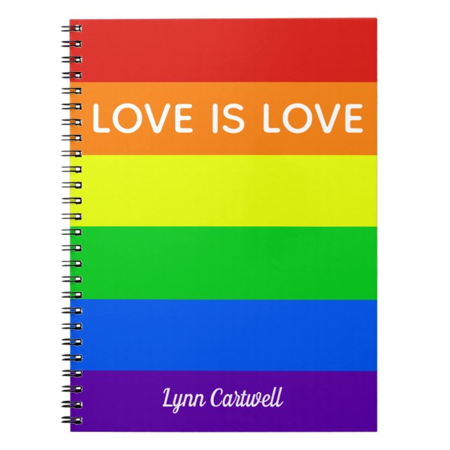 Caderno Espiral Rainbow Love é Love Orgulho gay LGBTQ Beauful (Frente)