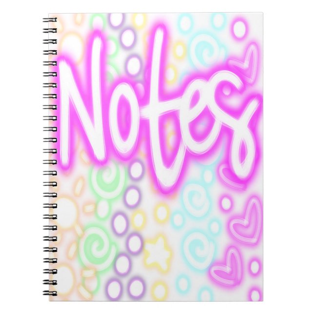 Caderno Espiral Rainbow “Notes” Notebook – Neon Pastel Aesthetic  (Frente)