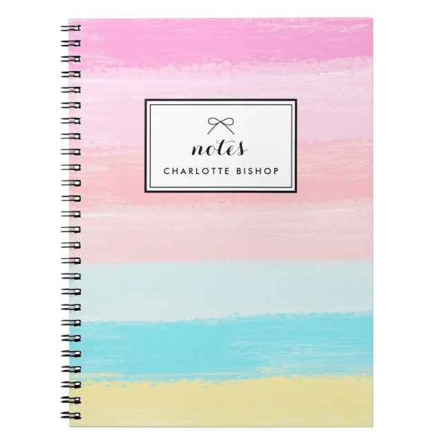 Caderno Espiral Rainbow Pastel Stripes Personalizadas (Frente)