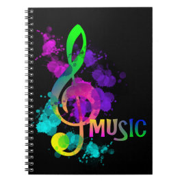 Caderno Espiral Rainbow Treble Clef Music Themed