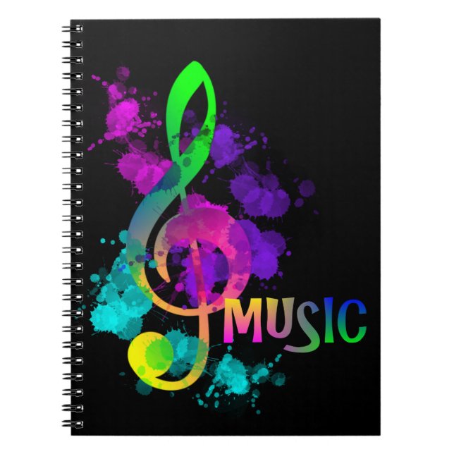 Caderno Espiral Rainbow Treble Clef Music Themed (Frente)