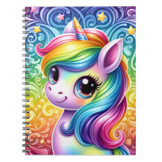 Caderno Espiral Rainbow unicorn cute fun notebook