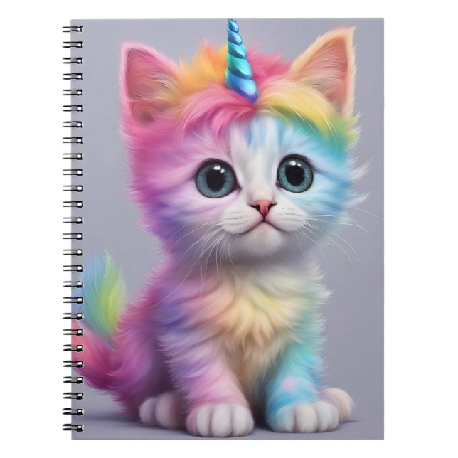 Caderno Espiral Rainbow Unicorn Kitten (Frente)