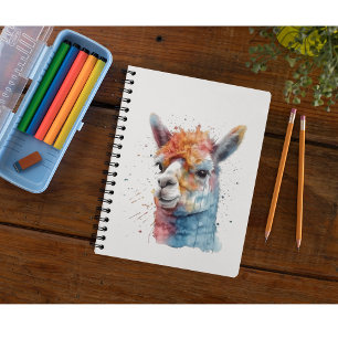 Caderno Espiral Rainbow Watercolor Llama
