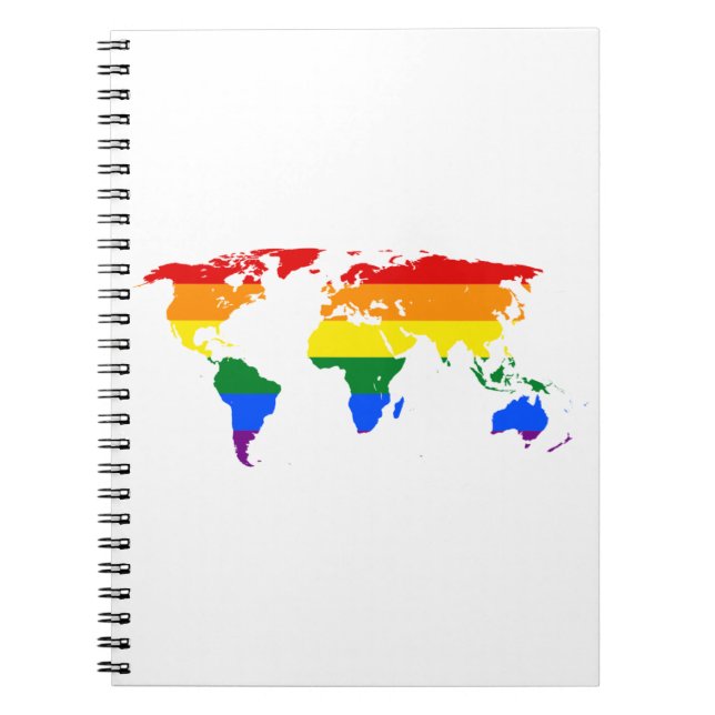 Caderno Espiral Rainbow world Map (Frente)