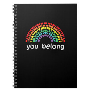 Caderno Espiral Rainbow You Belong Orgulho gay Lgbb Suporte Homens