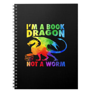 Caderno Espiral Rainbows Eu sou um Dragão de Livro Não Um Verme LG