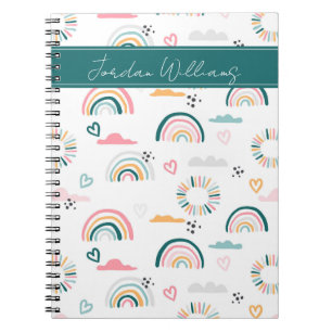 Caderno Espiral Rainbows & Hearts Pattern