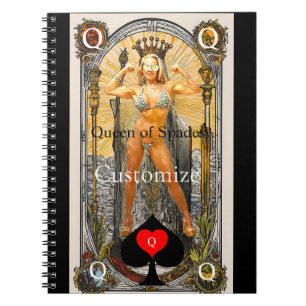 Caderno Espiral Rainha do Cartão Tarot de Espadas Thunder_Cove