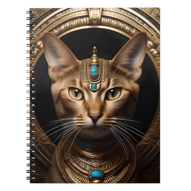 Caderno Espiral Rainha do Nilo: Cleópatra o Gato em Headdress (Frente)
