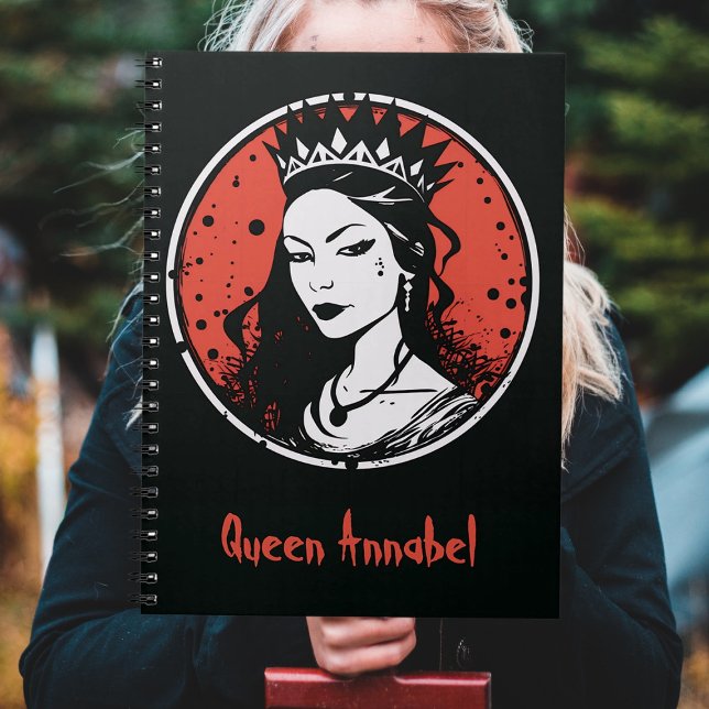 Caderno Espiral Rainha do Vampiro Gótico Halloween, Vermelho e Neg (Criador carregado)