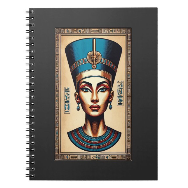 Caderno Espiral Rainha Nefertiti - Beleza Egípcia Eterno (Frente)
