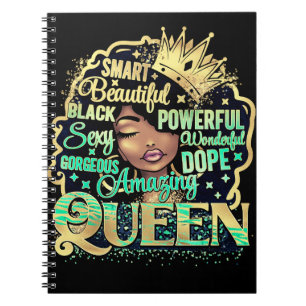 Caderno Espiral Rainha Negra Melanin Mulher Sista Amor