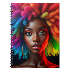 Caderno Espiral Rainha negra melanina irmã meninas de pele marrom