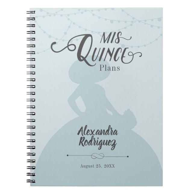 Caderno Espiral Rainy Day Blue Charro Silhouette Quinceanera (Frente)